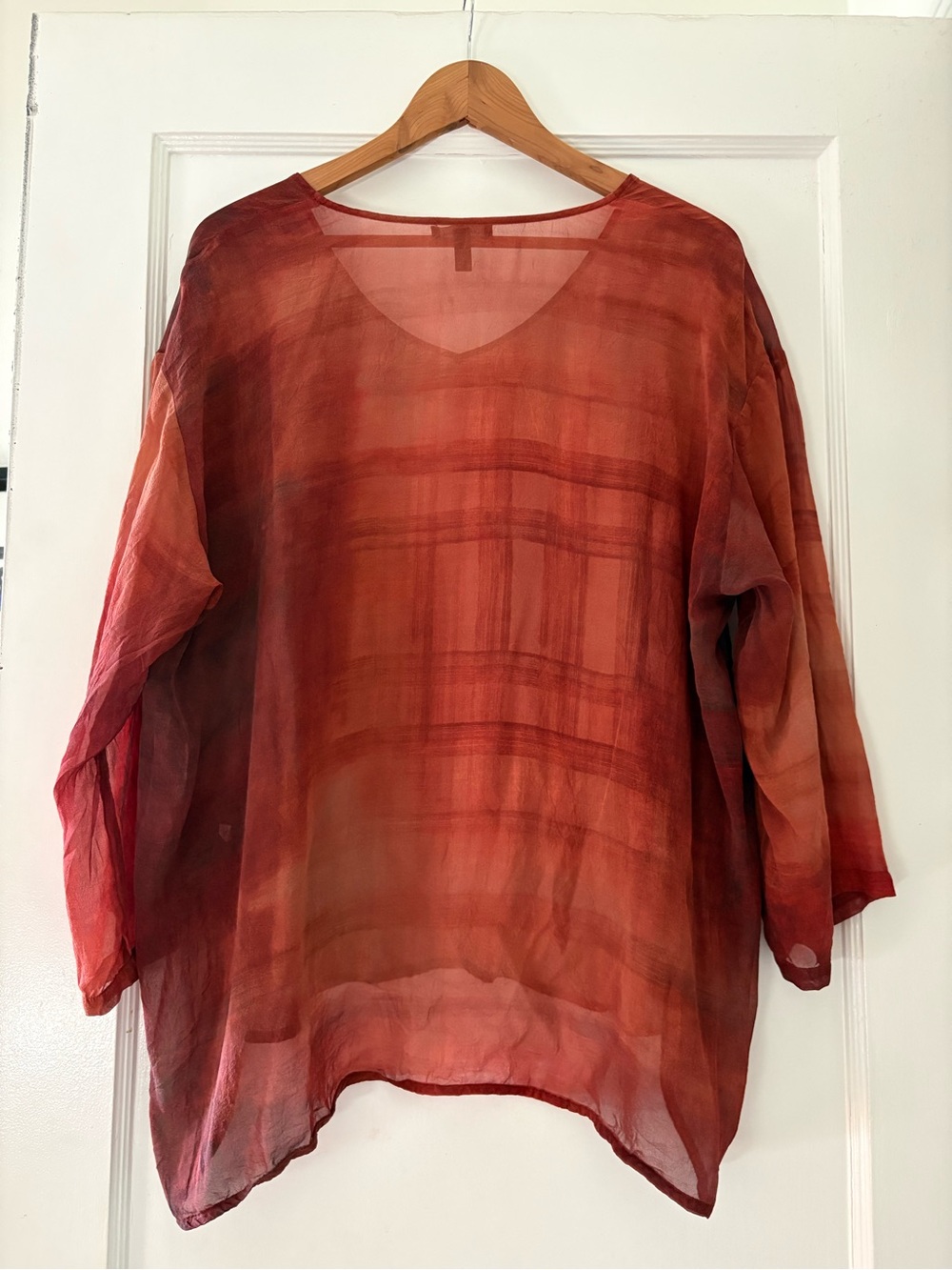 Eileen Fisher sheet Rust and Red blouse size L